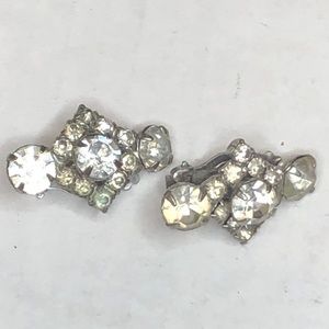 Vintage Diamondlike Gem Clip Earrings